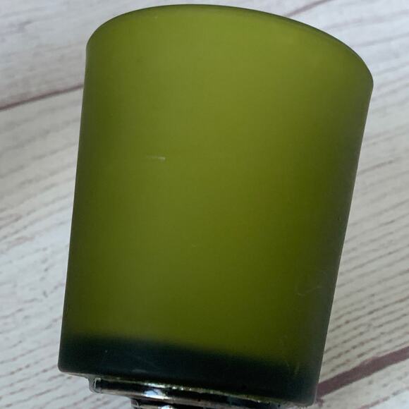 Green Frosted Glass Votive Candle Holders Set of 2 Square Metal Base 4 3/8" - Picture 13 of 16